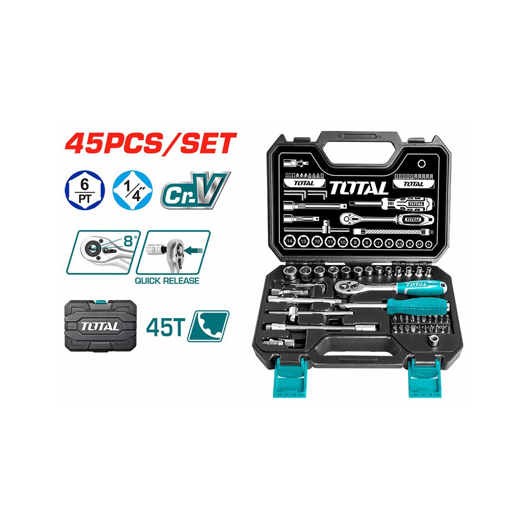 Jogo de chave de caixa 1/4 45in1 Total